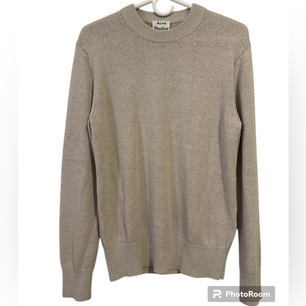 Acne Studios Men’s Jena Linen Knit Crewneck Sweater Classic Neutral
